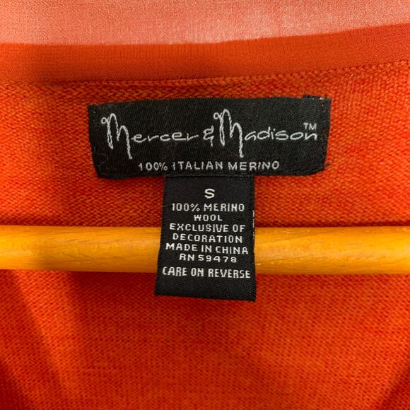 3/$20 Mercer & Madison women's burnt orange merino wool v-neck wrap sweater SZ S - Picture 7 of 9